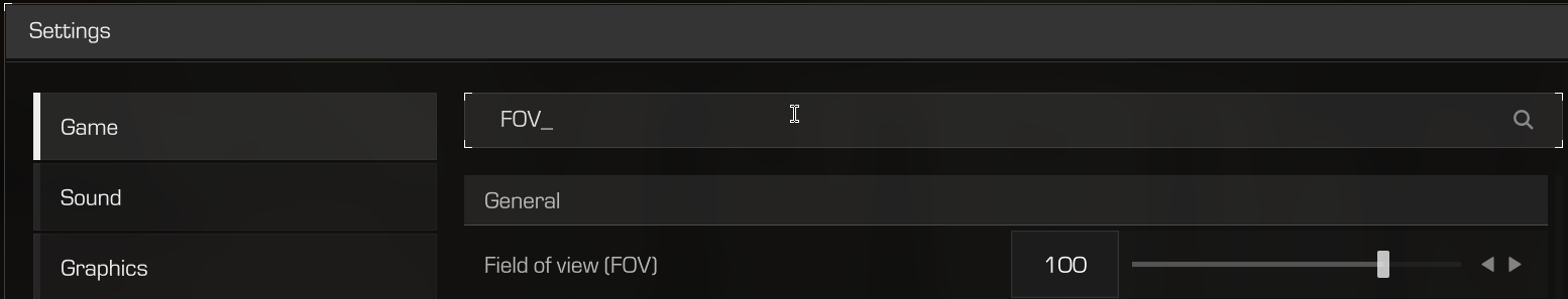 STALCRAFT: X Game settings with the field of view value